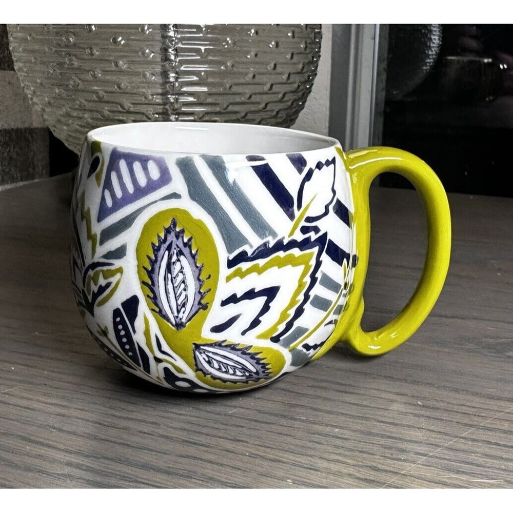 Anthropologie Orchid Pavilion Moss Green Floral Coffee Tea Mug
